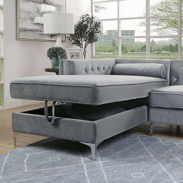 Amie Glam Gray & Black Sectional w/Storage - Marjories Furniture (Las Vegas, NV)