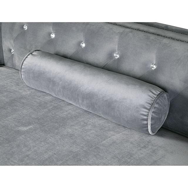 Amie Glam Gray & Black Sectional w/Storage - Marjories Furniture (Las Vegas, NV)