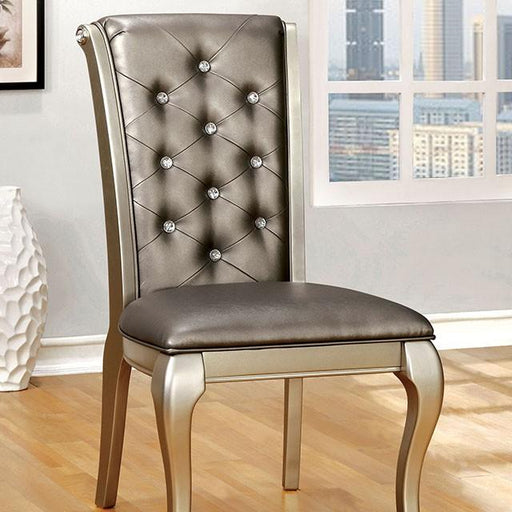 AMINA Champagne Side Chair (2/CTN) - Marjories Furniture (Las Vegas, NV)