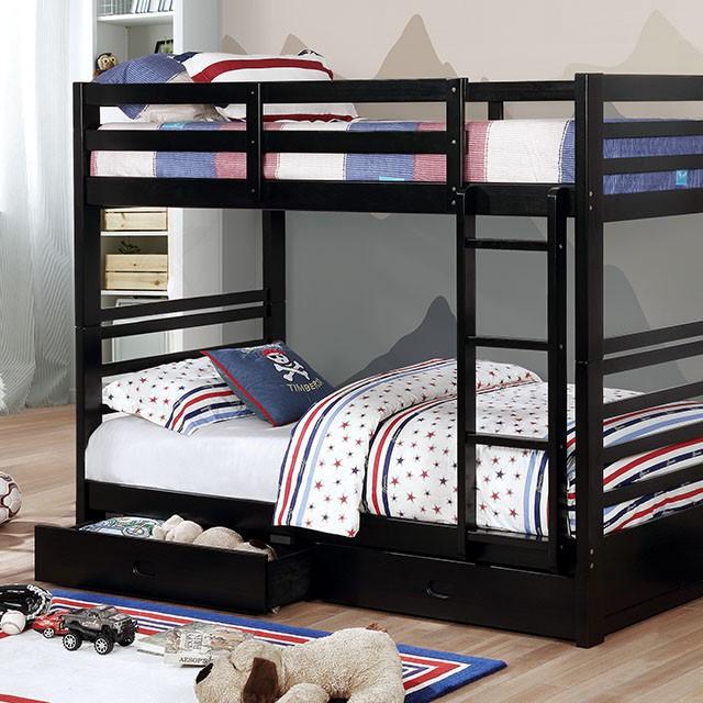 California Iv Black, Walnut, Gray, & White Twin/Twin Bunk Bed - Marjories Furniture (Las Vegas, NV)
