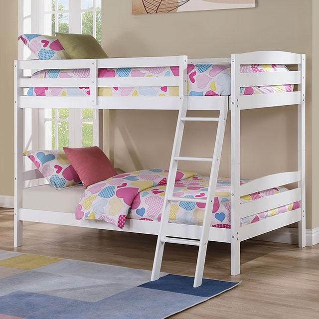 Candice Twin/Twin Bunk Bed White & Gray - Marjories Furniture (Las Vegas, NV)