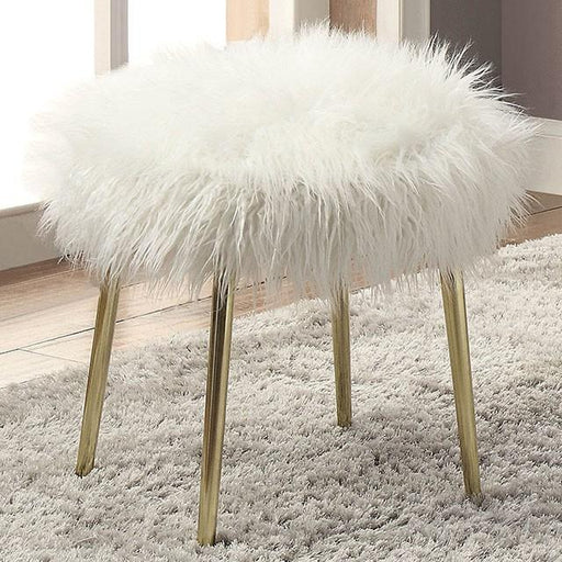 Caoimhe White/Gold Ottoman - Marjories Furniture (Las Vegas, NV)