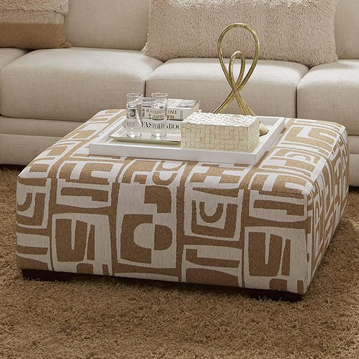 CARLETON Ottoman, Ivory/Tan - Marjories Furniture (Las Vegas, NV)