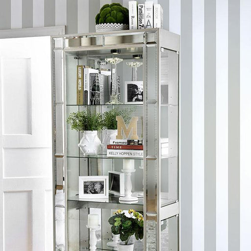 Carrollton Chrome Curio Cabinet - Marjories Furniture (Las Vegas, NV)