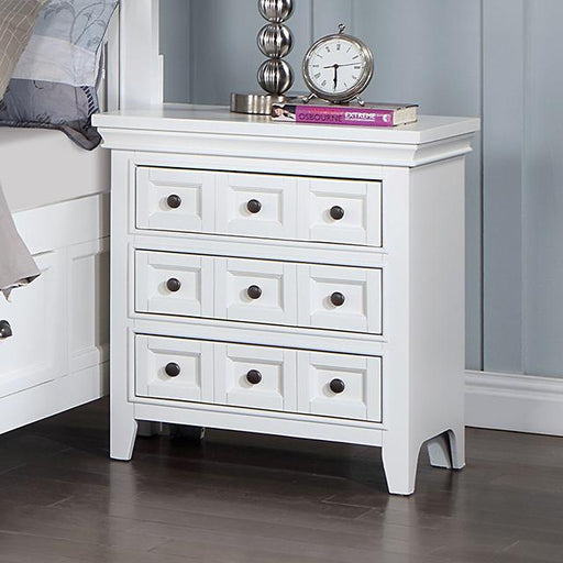 CASTILE Night Stand w/ USB, White - Marjories Furniture (Las Vegas, NV)