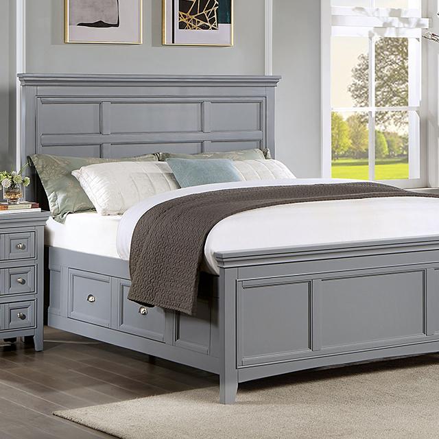 CASTLILE Queen Bed, Gray - Marjories Furniture (Las Vegas, NV)
