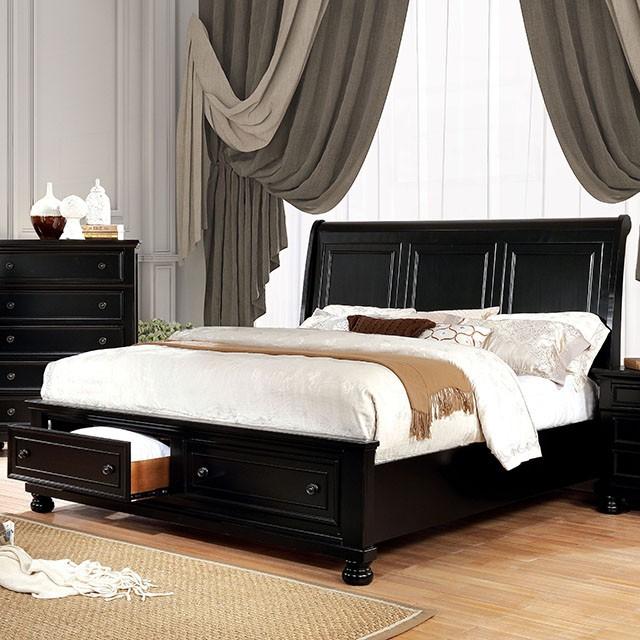 Castor Bed Black, Chrome, & White - Marjories Furniture (Las Vegas, NV)
