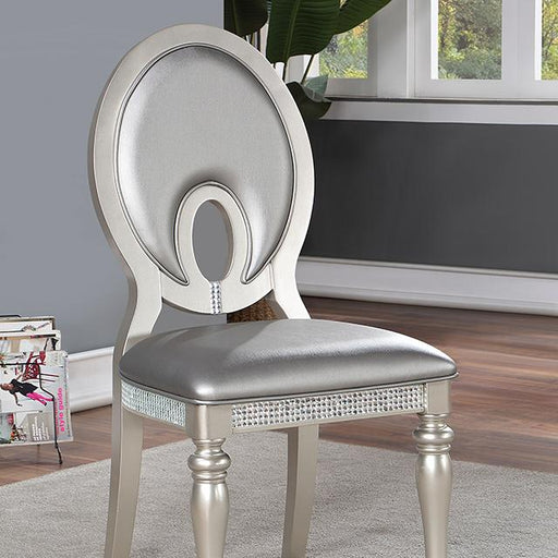 CATHALINA Side Chair (2/CTN), Silver - Marjories Furniture (Las Vegas, NV)