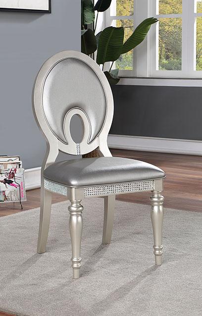 CATHALINA Side Chair (2/CTN), Silver - Marjories Furniture (Las Vegas, NV)