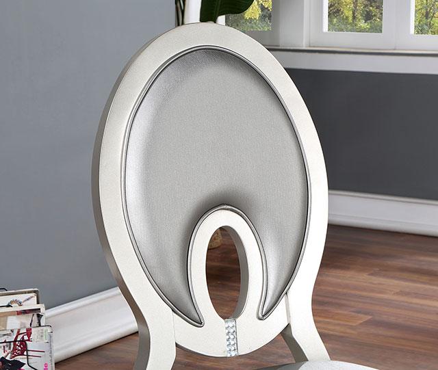 CATHALINA Side Chair (2/CTN), Silver - Marjories Furniture (Las Vegas, NV)
