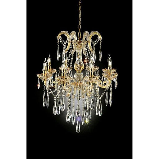 Christiana Gold 35"H Ceiling Lamp Gold, Hanging Crystal - Marjories Furniture (Las Vegas, NV)