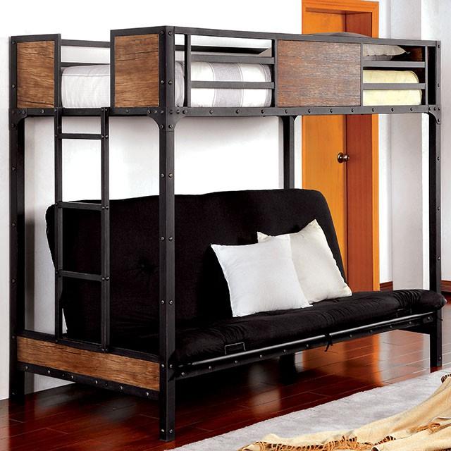CLAPTON Black Twin Bed w/ Futon Base - Marjories Furniture (Las Vegas, NV)