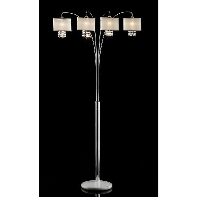 Claris Ivory/Chrome Arch Lamp, Hanging Crystal - Marjories Furniture (Las Vegas, NV)