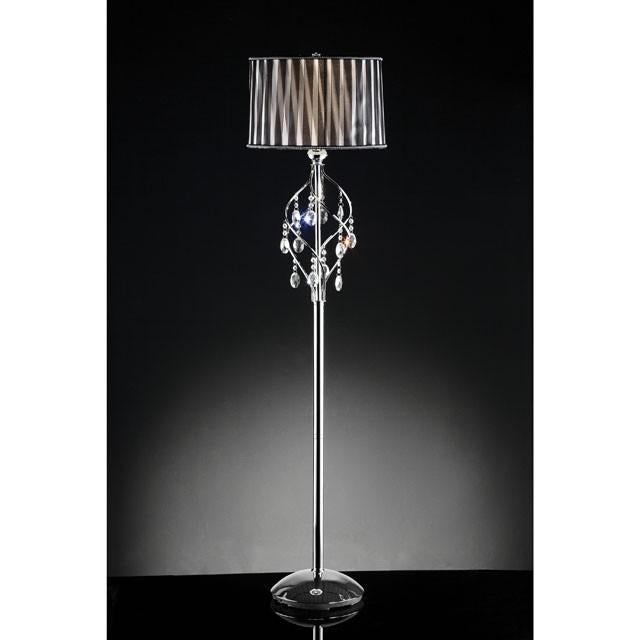 Arya Black/Chrome Floor Lamp, Hanging Crystal - Marjories Furniture (Las Vegas, NV)