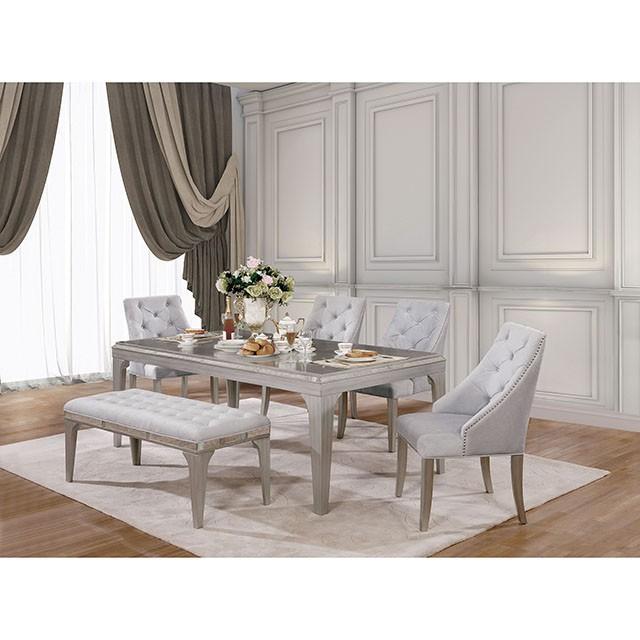 DIOCLES Silver/Gray Dining Table - Marjories Furniture (Las Vegas, NV)