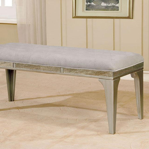 DIOCLES Silver/Light Gray Bench - Marjories Furniture (Las Vegas, NV)