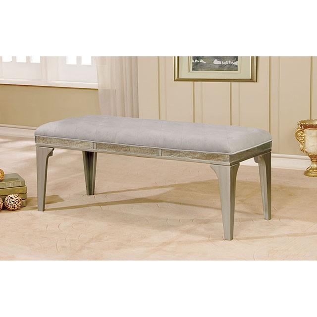 DIOCLES Silver/Light Gray Bench - Marjories Furniture (Las Vegas, NV)