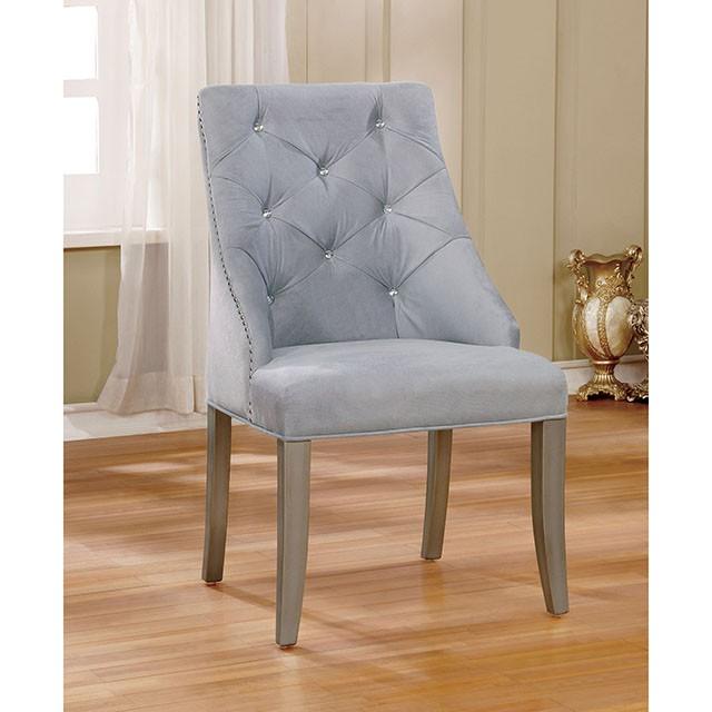 DIOCLES Silver/Light Gray Side Chair (2/CTN) - Marjories Furniture (Las Vegas, NV)