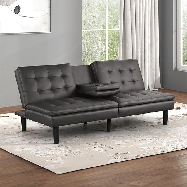 Eidsberg Futon Sofa Bed Orange, Grey, Brown, & Black