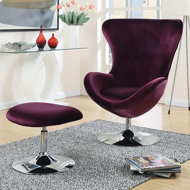 Eloise Purple Accent Chair w/ Ottoman - Marjories Furniture (Las Vegas, NV)