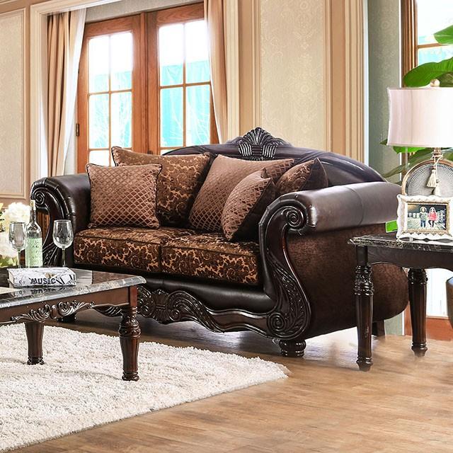 ELPIS Brown/Espresso Love Seat - Marjories Furniture (Las Vegas, NV)