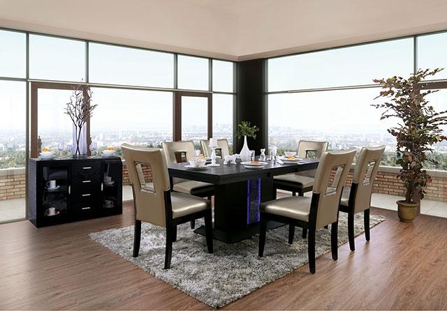 Evangeline Black/Beige Dining Table - Marjories Furniture (Las Vegas, NV)
