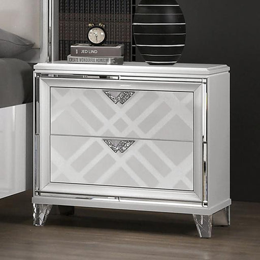 EMMELINE Night Stand w/ USB, White - Marjories Furniture (Las Vegas, NV)
