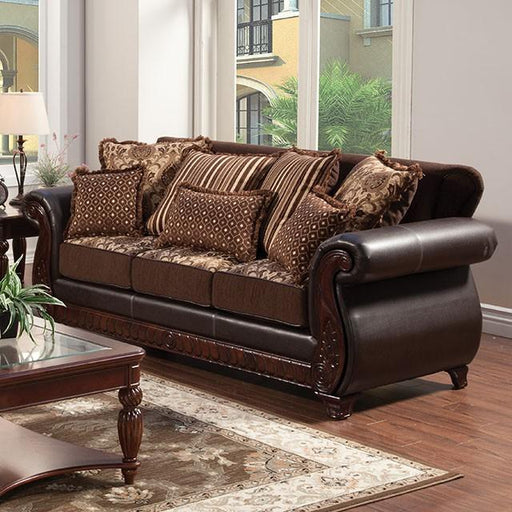 Franklin Dark Brown/Tan Sofa, Dark Brown - Marjories Furniture (Las Vegas, NV)