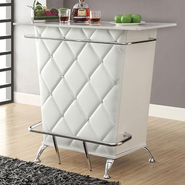 Fuero White/Chrome Bar Table (K/D) - Marjories Furniture (Las Vegas, NV)