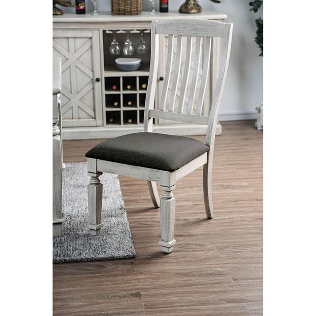 Georgia Antique White/Gray Side Chair (2/CTN) - Marjories Furniture (Las Vegas, NV)