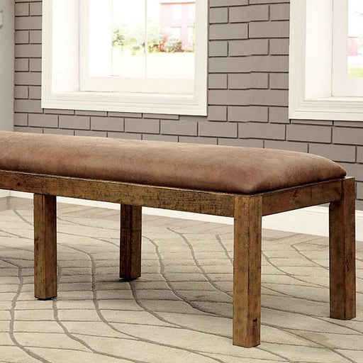 GIANNA Rustic Pine Fabric Bench - Marjories Furniture (Las Vegas, NV)