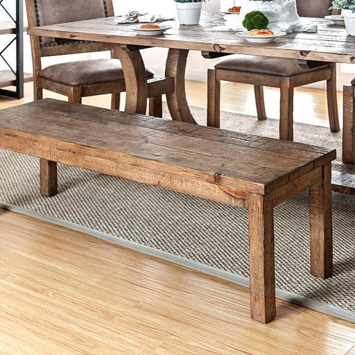 GIANNA Rustic Pine Wooden Bench - Marjories Furniture (Las Vegas, NV)