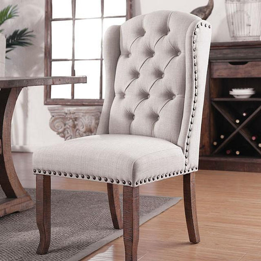 Gianna Rustic Pine/Ivory Wingback Chair (2/CTN) - Marjories Furniture (Las Vegas, NV)
