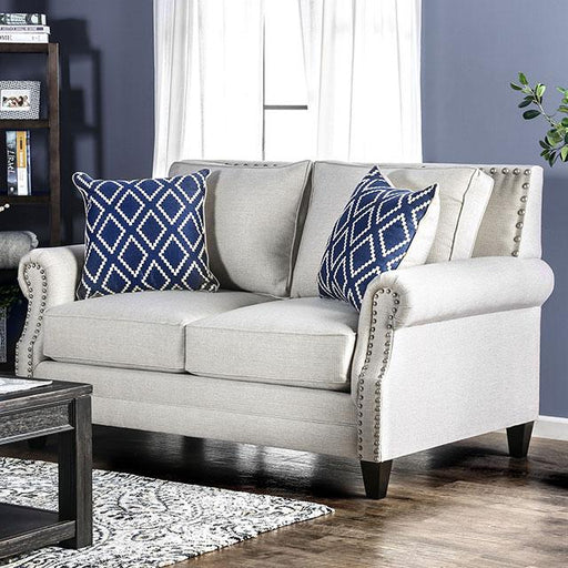 Giovanni Beige/Blue Love Seat - Marjories Furniture (Las Vegas, NV)