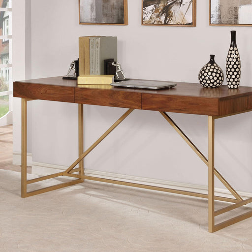 Halstein Light Walnut/Gold Desk - Marjories Furniture (Las Vegas, NV)