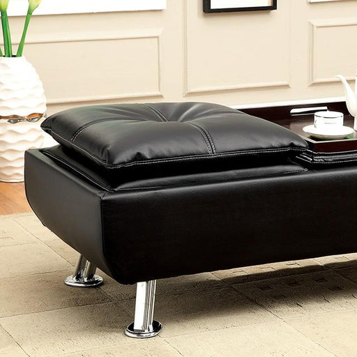 HAUSER II Black/Chrome Ottoman, Black - Marjories Furniture (Las Vegas, NV)