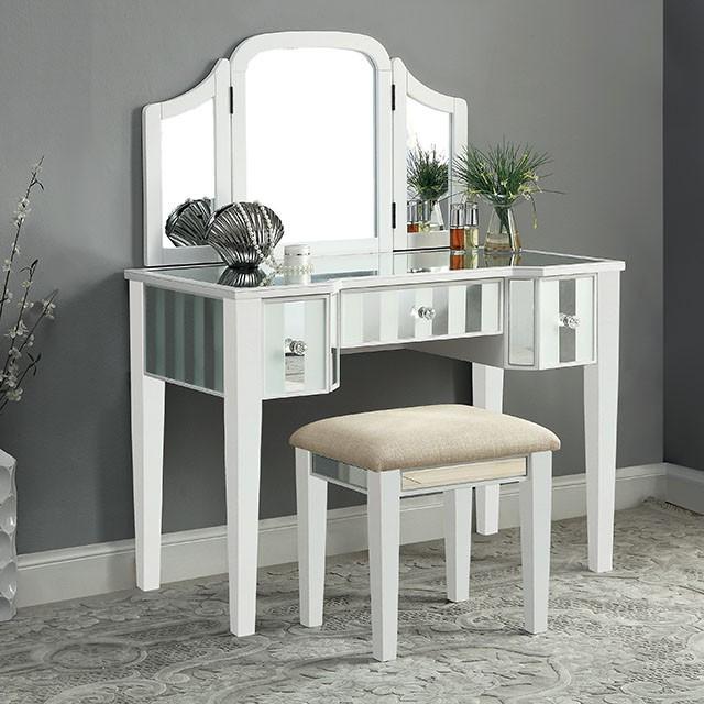 Cyndi White Vanity w/ Stool - Marjories Furniture (Las Vegas, NV)