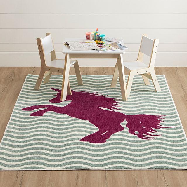 BARON 5' X 8', Area Rug, Horse, Sage Green/Fuchsia - Marjories Furniture (Las Vegas, NV)