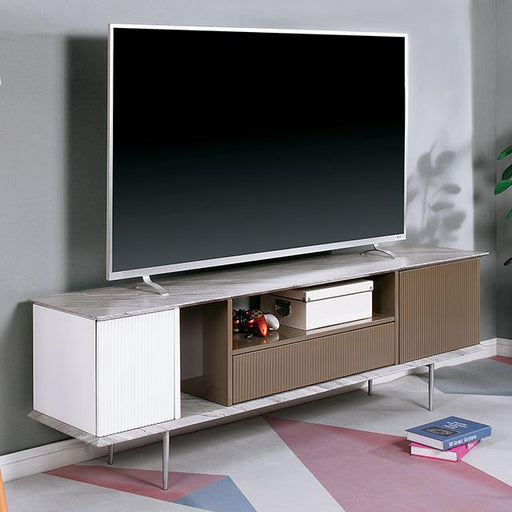 BLAIR 70" TV Console, White/Champagne/Gray - Marjories Furniture (Las Vegas, NV)