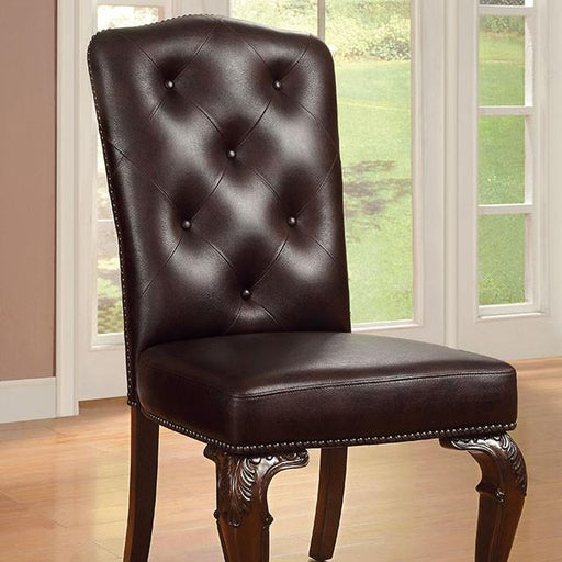 Bellagio Brown Cherry/Pattern Leatherette Side Chair (2/CTN) - Marjories Furniture (Las Vegas, NV)