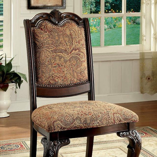BELLAGIO Brown Cherry/Pattern Fabric Side Chair (2/CTN) - Marjories Furniture (Las Vegas, NV)