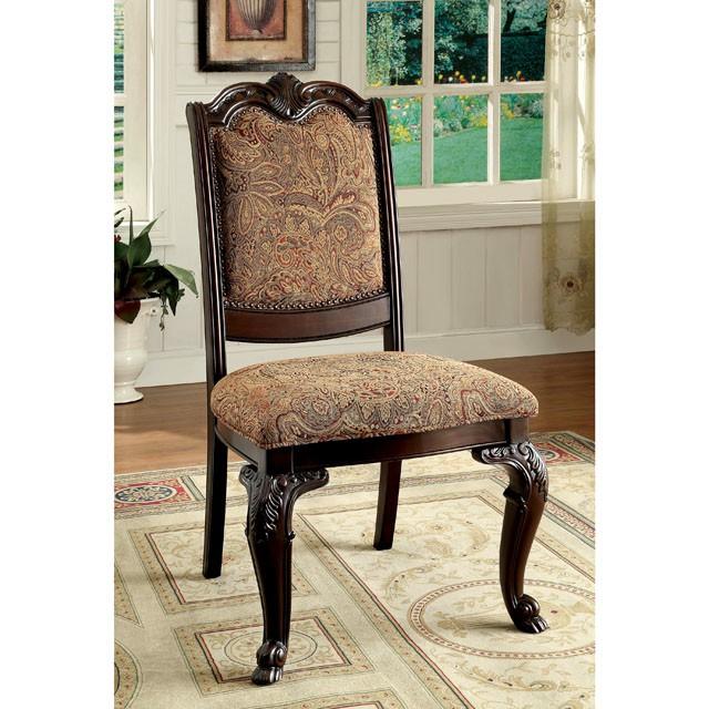 BELLAGIO Brown Cherry/Pattern Fabric Side Chair (2/CTN) - Marjories Furniture (Las Vegas, NV)