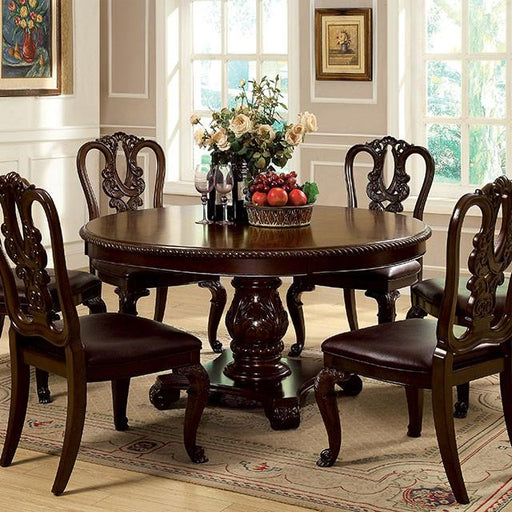 Bellagio Brown Cherry Round Dining Table - Marjories Furniture (Las Vegas, NV)