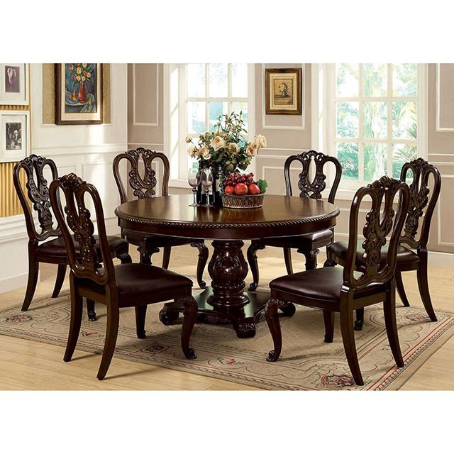 Bellagio Brown Cherry Round Dining Table - Marjories Furniture (Las Vegas, NV)