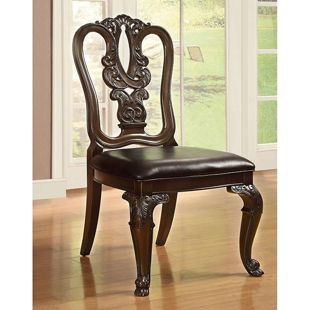 Bellagio Brown Cherry Wooden Side Chair (2/CTN) - Marjories Furniture (Las Vegas, NV)