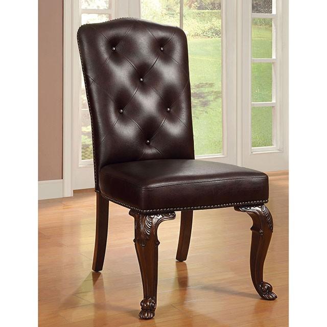 Bellagio Brown Cherry/Pattern Leatherette Side Chair (2/CTN) - Marjories Furniture (Las Vegas, NV)