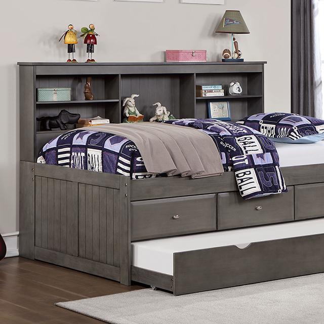 TIBALT Twin DayBed w/ Trundle, Dark Gray - Marjories Furniture (Las Vegas, NV)
