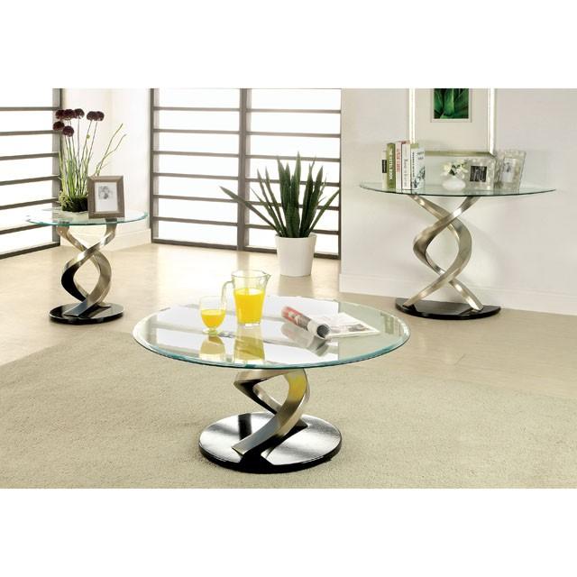 NOVA Satin Plated/Black End Table - Marjories Furniture (Las Vegas, NV)