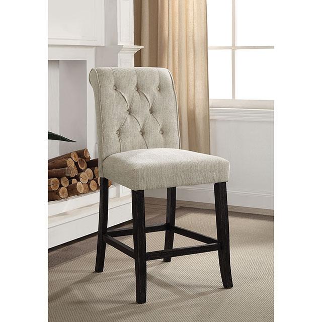 Izzy Beige/Antique Black Counter Ht. Chair, Ivory (2/CTN) - Marjories Furniture (Las Vegas, NV)