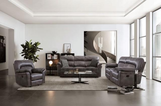 JOSIAS Loveseat, Dark Gray Leatherette - Marjories Furniture (Las Vegas, NV)